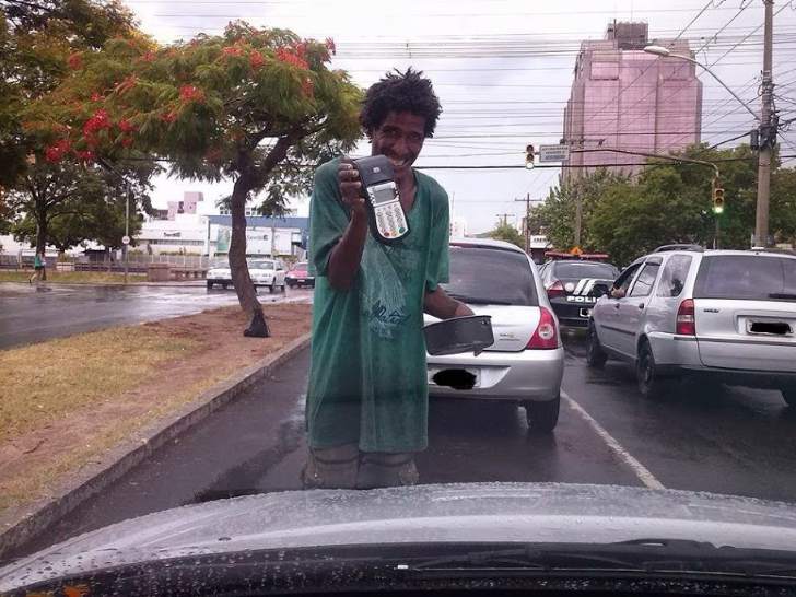 Beggars in Brazil now accept credit cards.