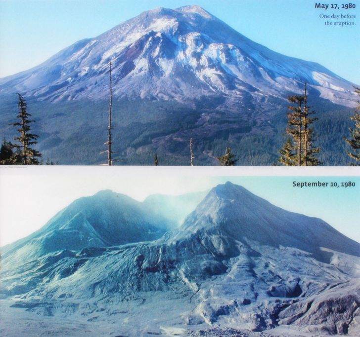 Mount St. Helens Before and After May 18th 1980 Eruption