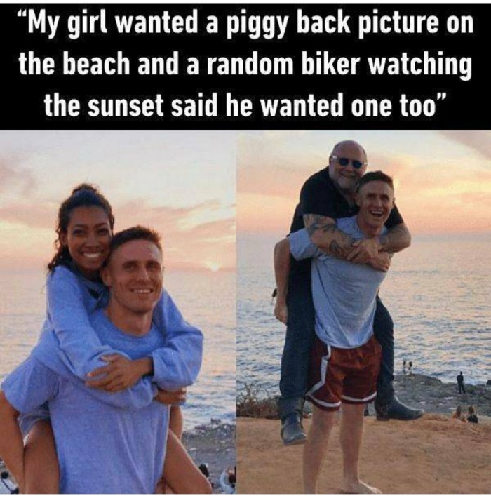 My girl wanted a piggy back picture on a beach...